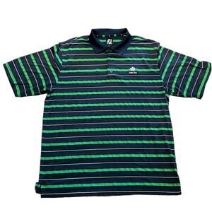 FootJoy Mens XL Blue and Green Striped Polo Golf Shirt Poipu Bay Golf Club Logo